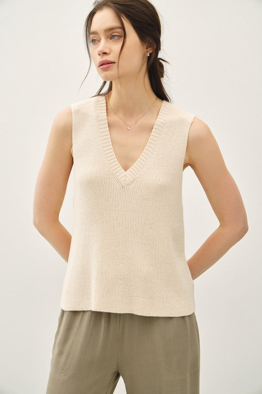 Carly Knit Tank- Natural