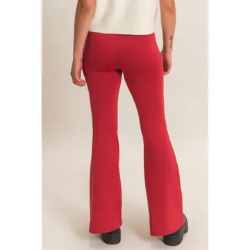 Tinley Flared Elastic Waist Pant-Red