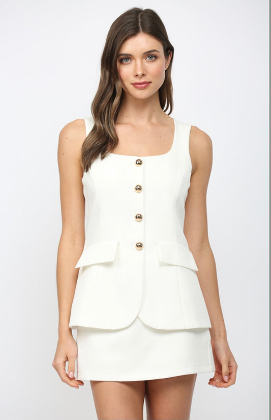 Belle Romper- White