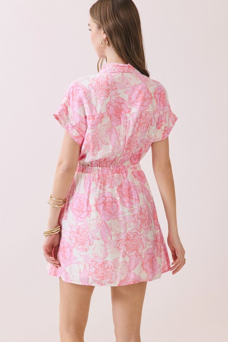 Megan Pink Floral Dress
