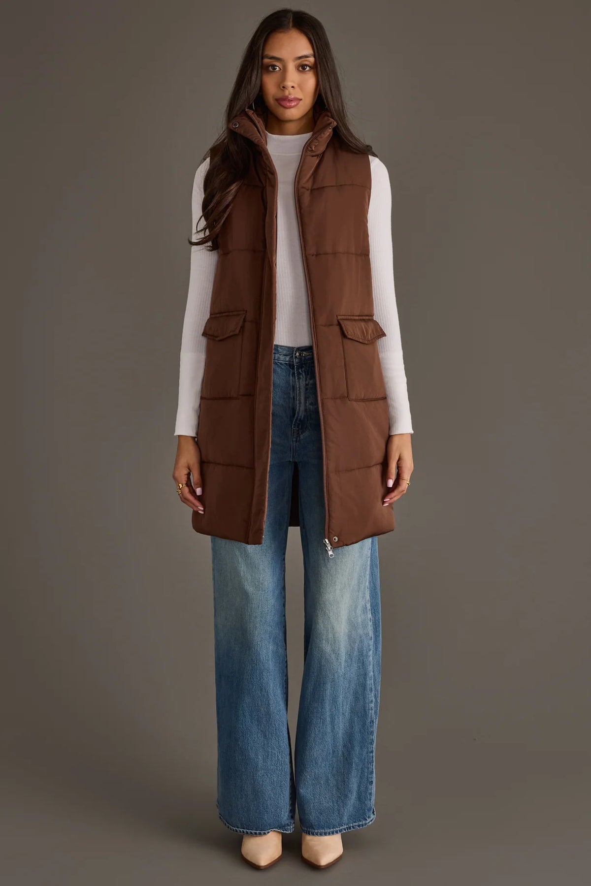 Dark Brown Long Vest