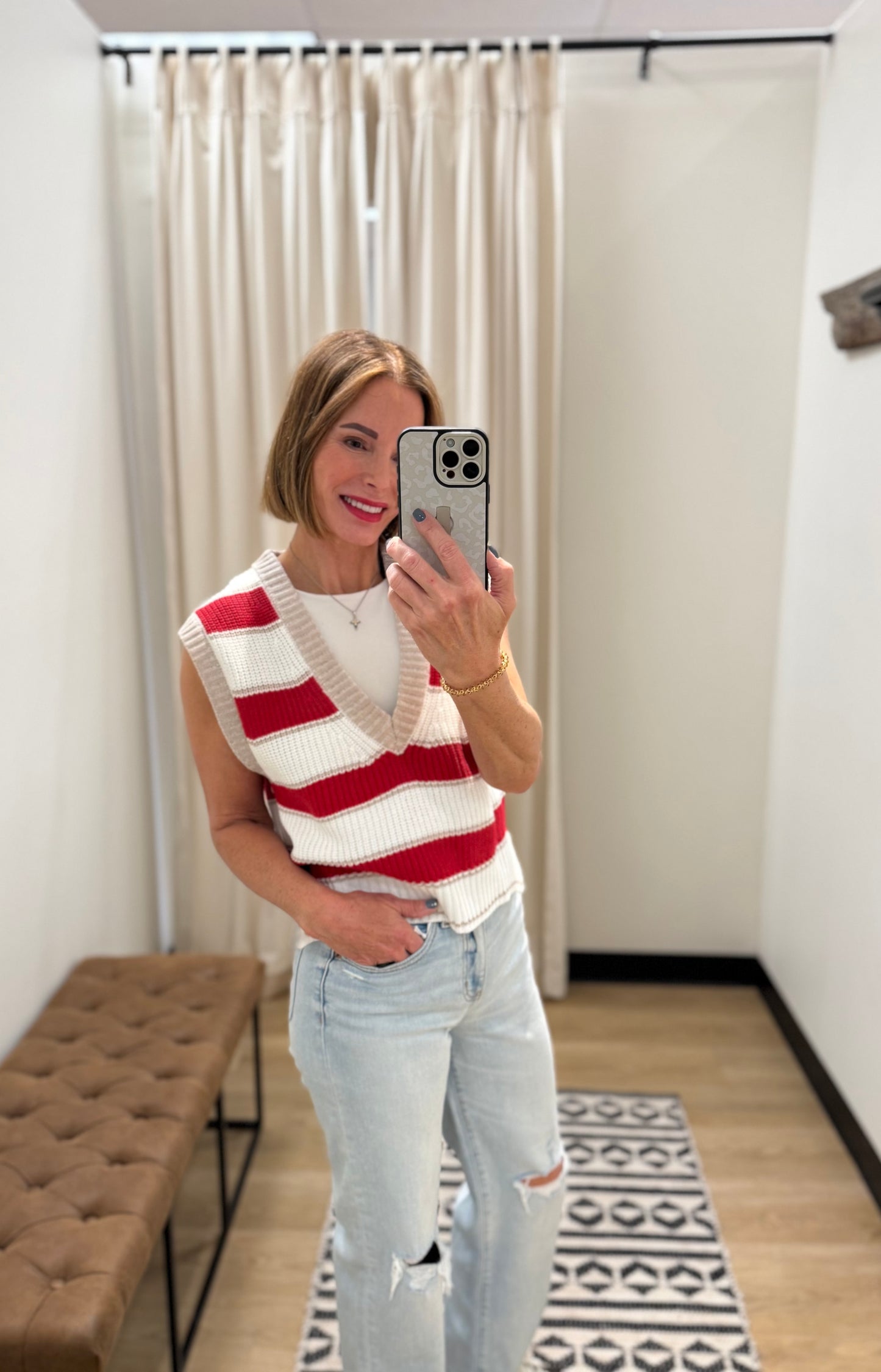 Stacy Stripe Sleeveless Sweater Vest