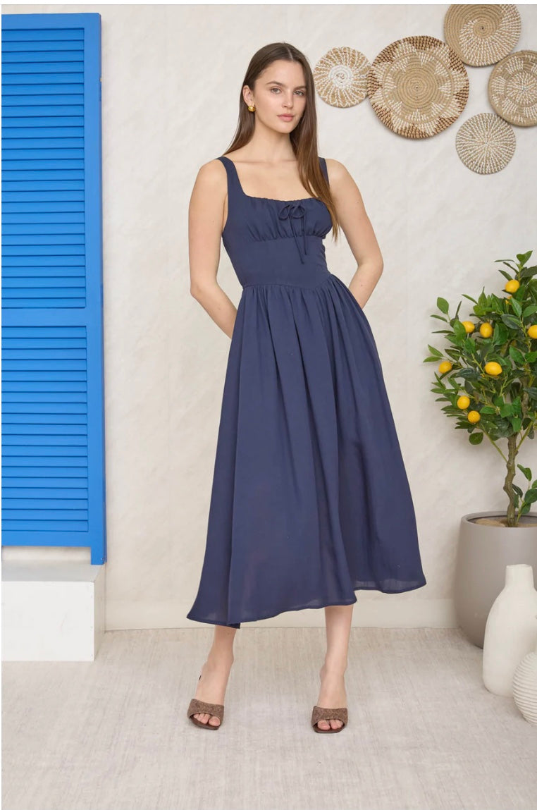 Maria Corset Dress- Navy