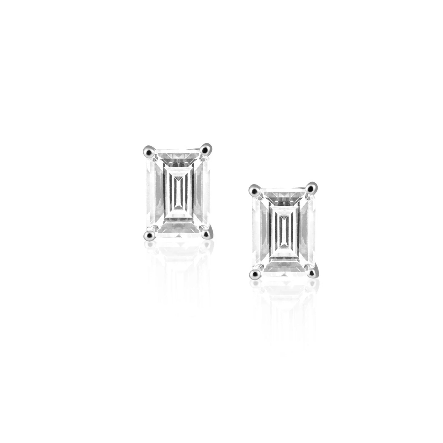 Katie Emerald Cut Studs- Silver