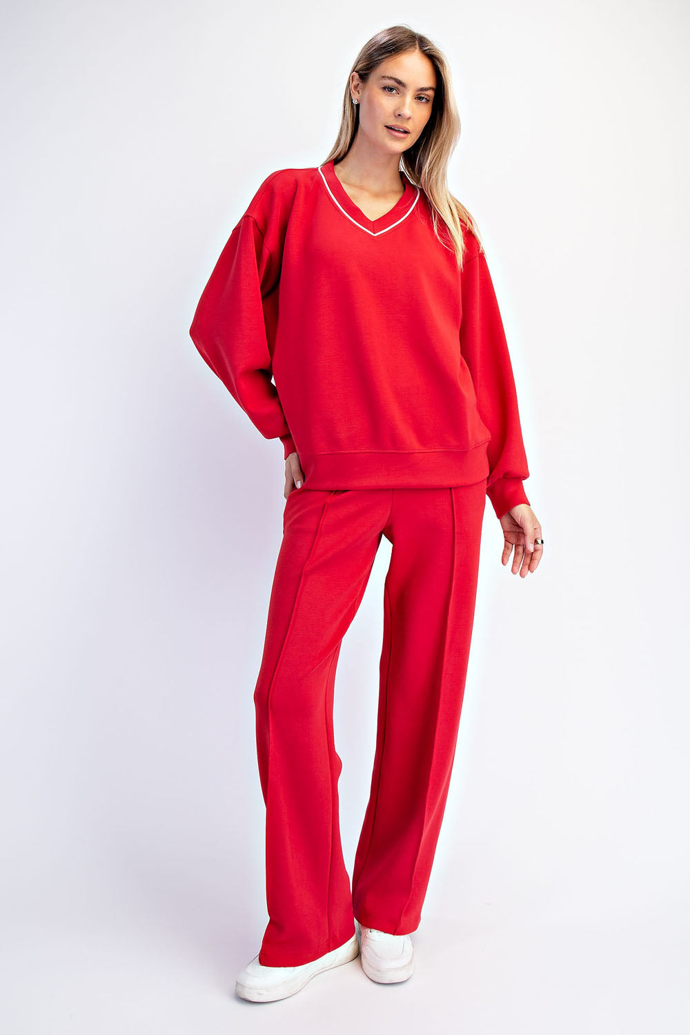 Elizabeth Piping V-Neck