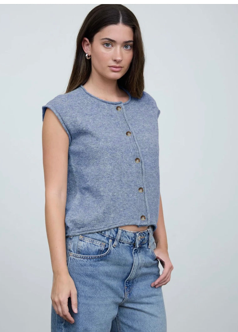 Blair Knit Vest- Dusty Blue