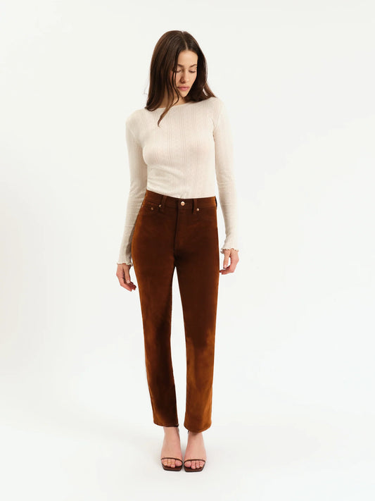 Smarty Pants High Rise Slim in Cognac