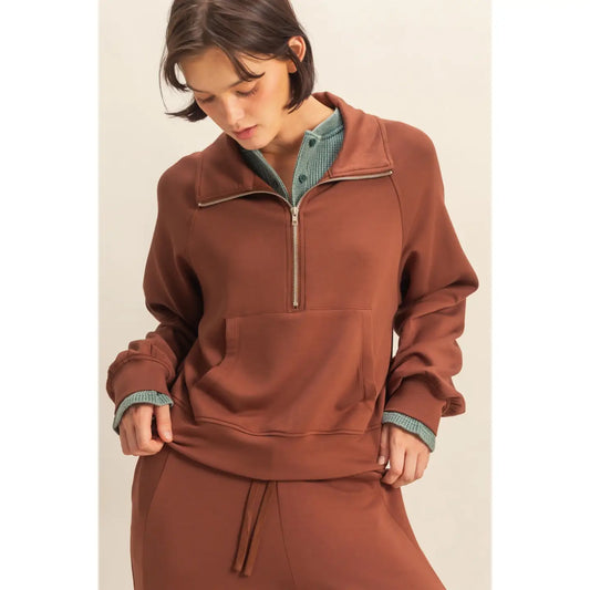 Julie Front Zip Sweatshirt Chestnut