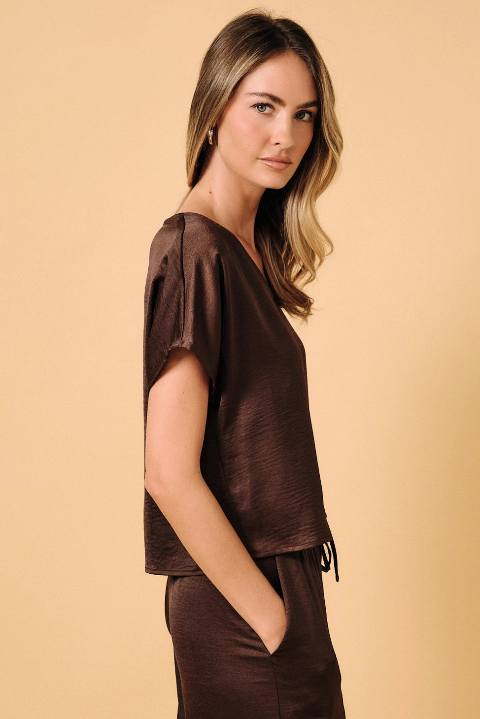 Lyndsey V-Neck Satin Top