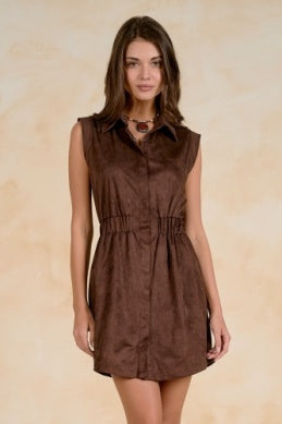 Chana Suede Dress- Chocolate