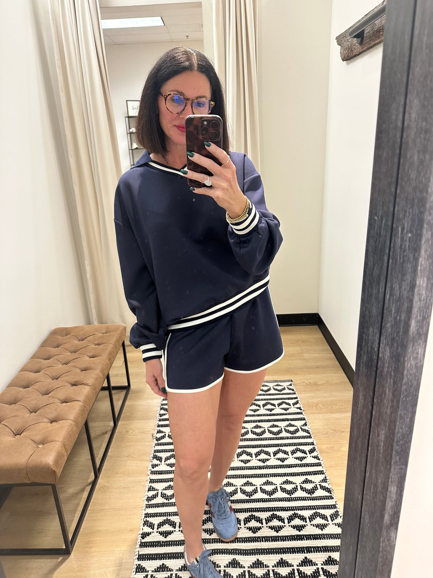 Lauren Pullover and Short Set- Navy