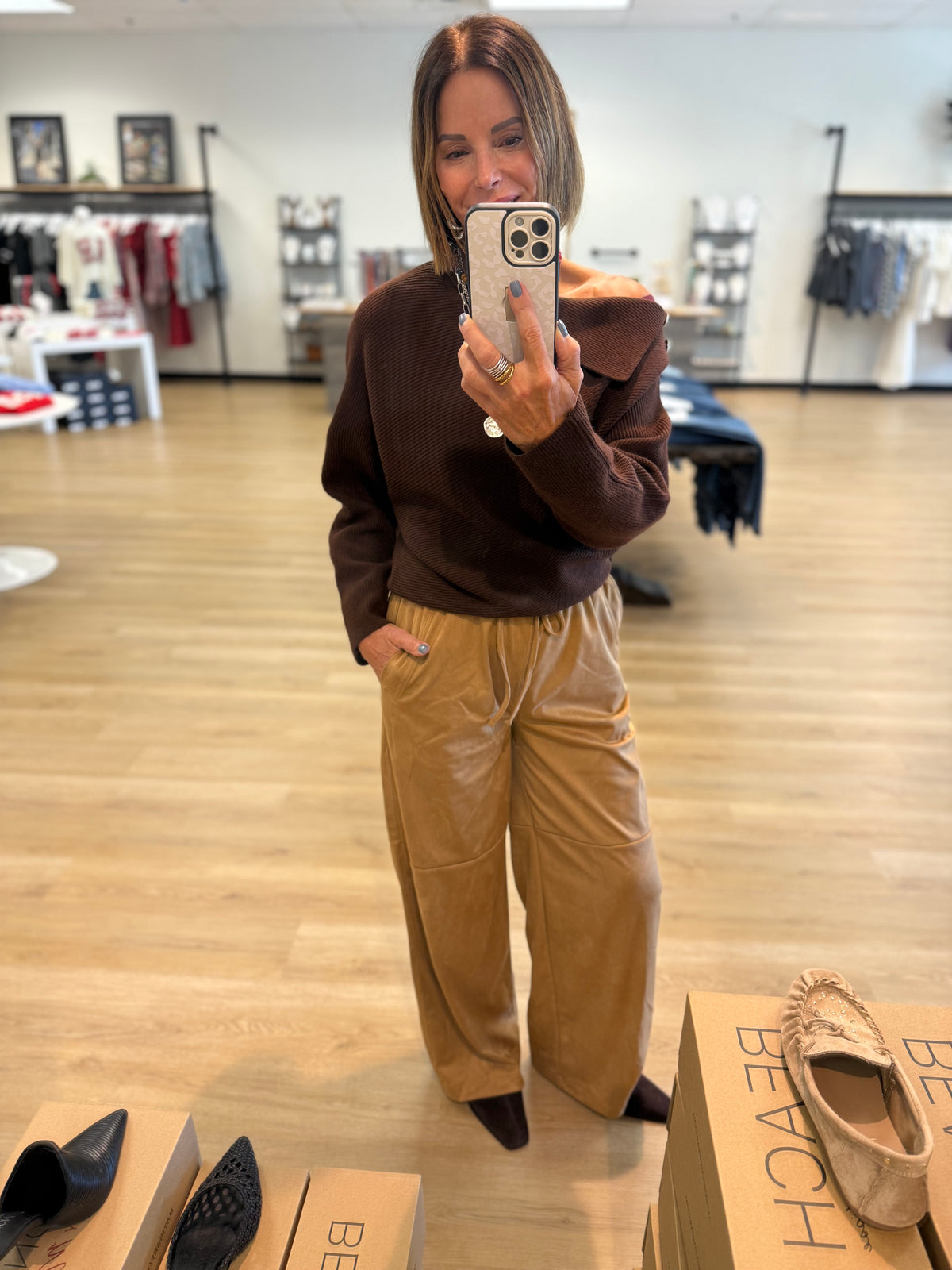 Anna Asymmetrical Sweater- Brown