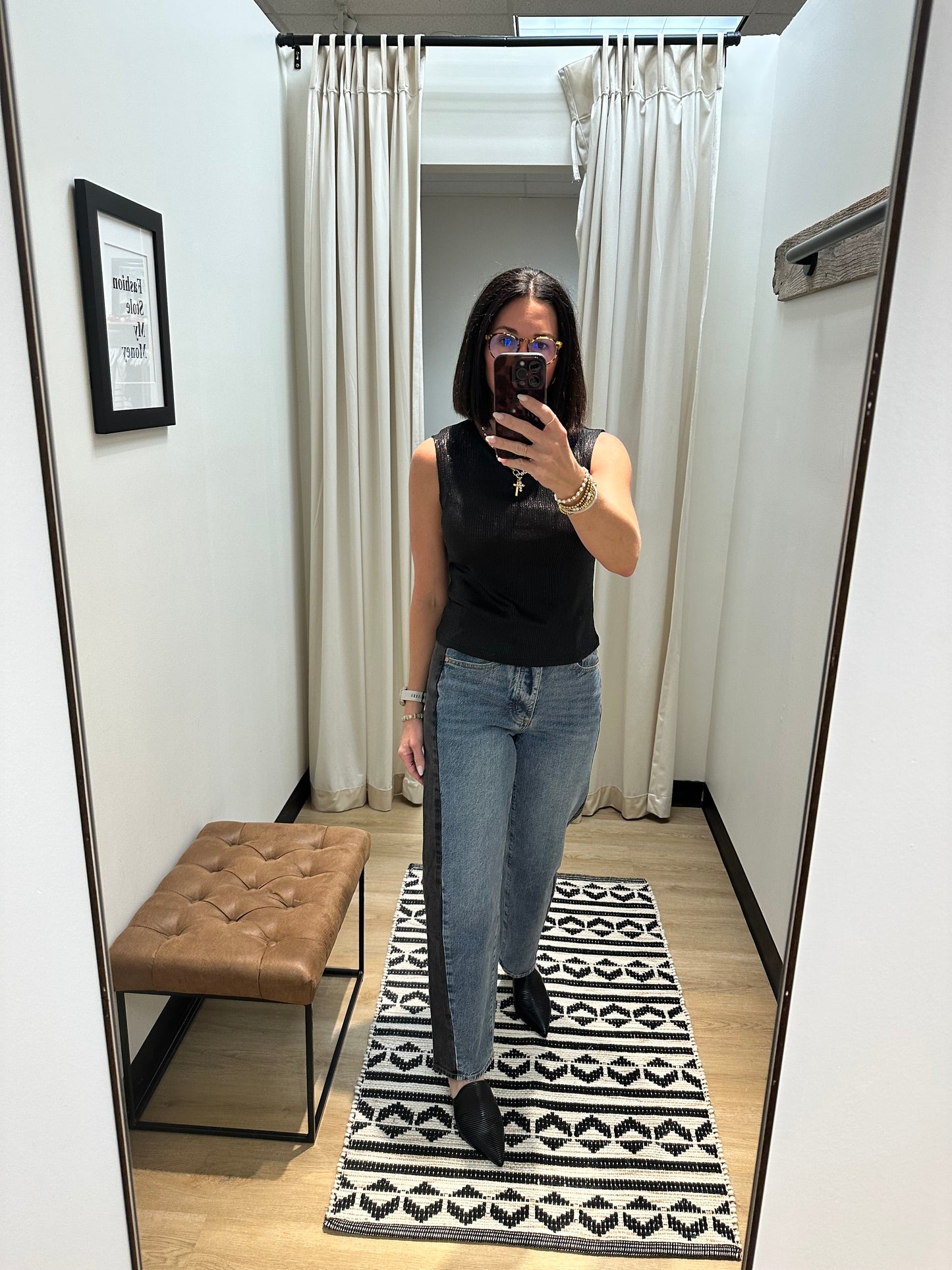 Selene Sparkle Top- Black