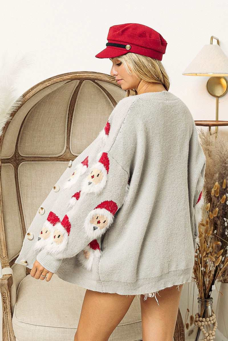 Hairy Santa Face Cardigan