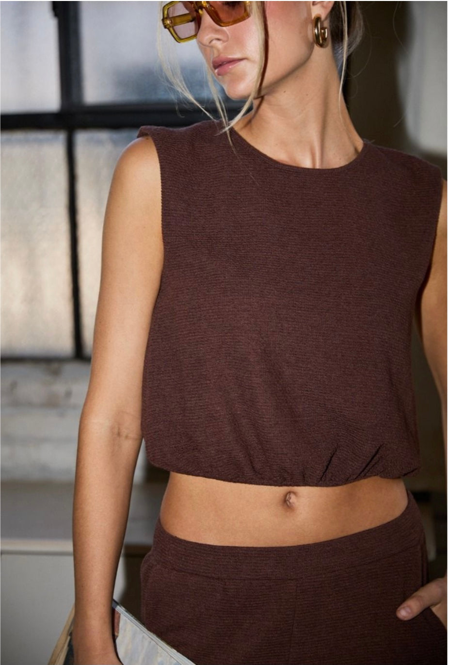 Raylee Sleeveless Bubble Hem Top