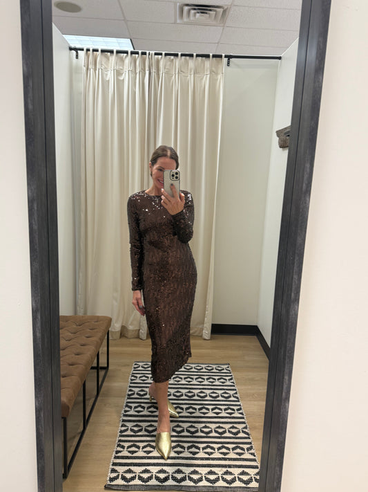 Hailee Dress Brown Sequin