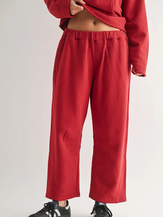 Malibu Air Cotton Barrel Pants- Red