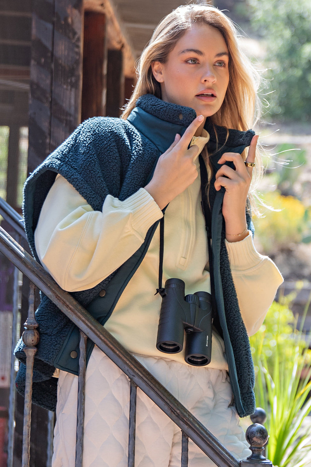 Terri Oversized Sherpa Vest- Dark Green