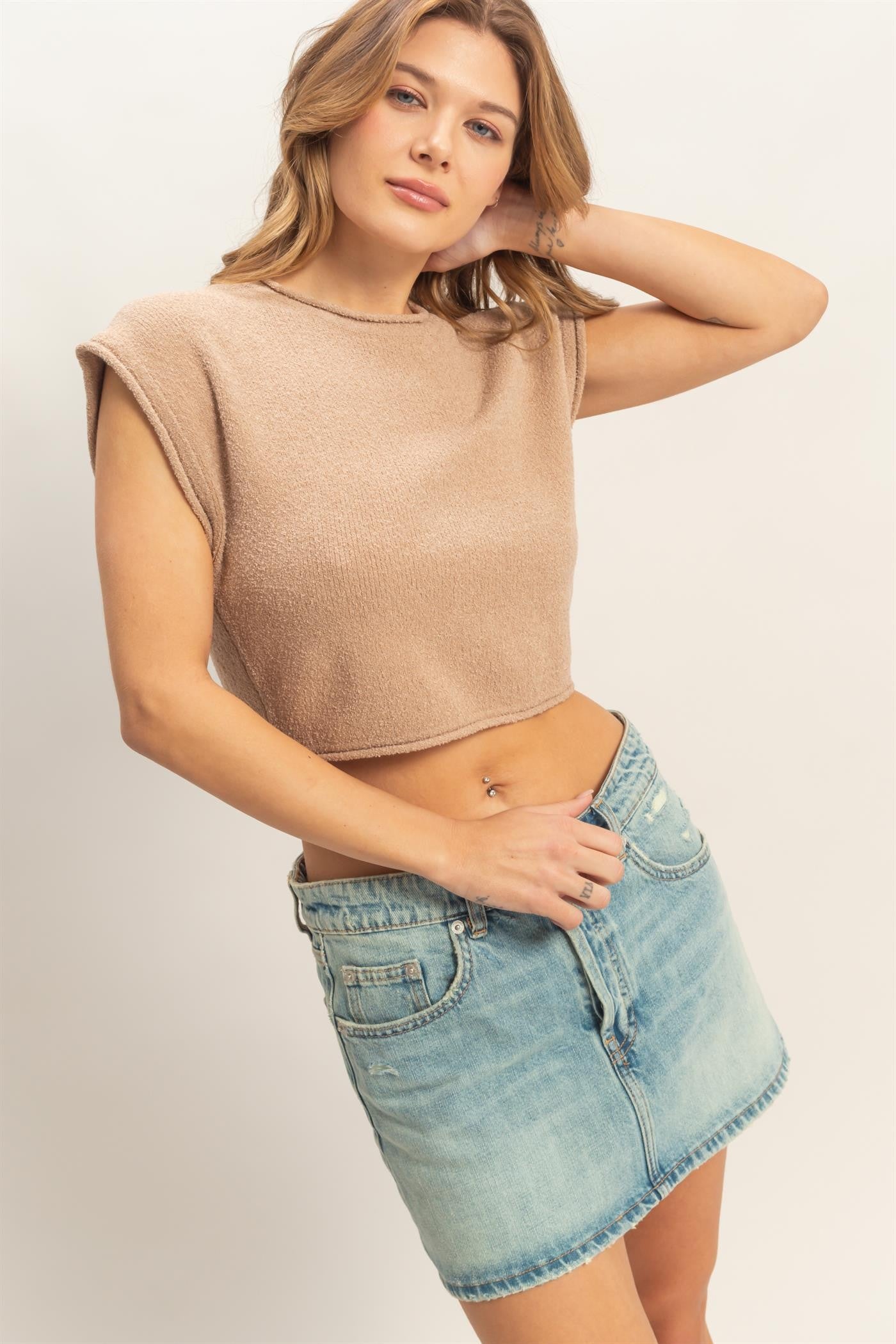 Lana Cap Sleeve Knit Top