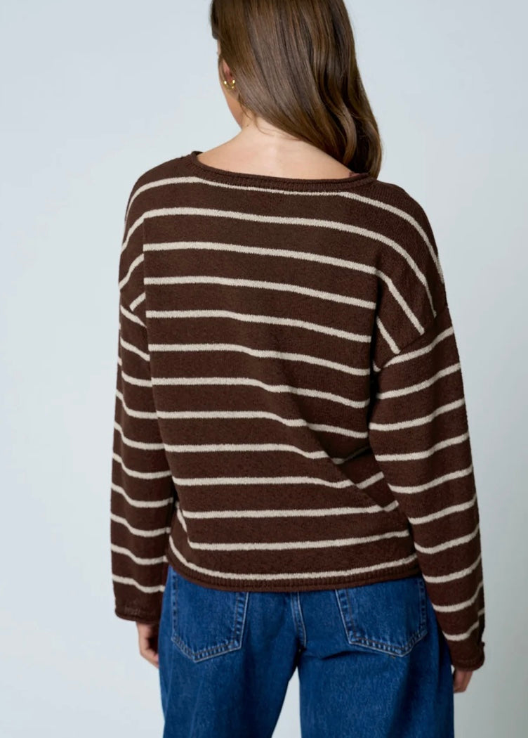 Ava Stripe Sweater- Chocolate