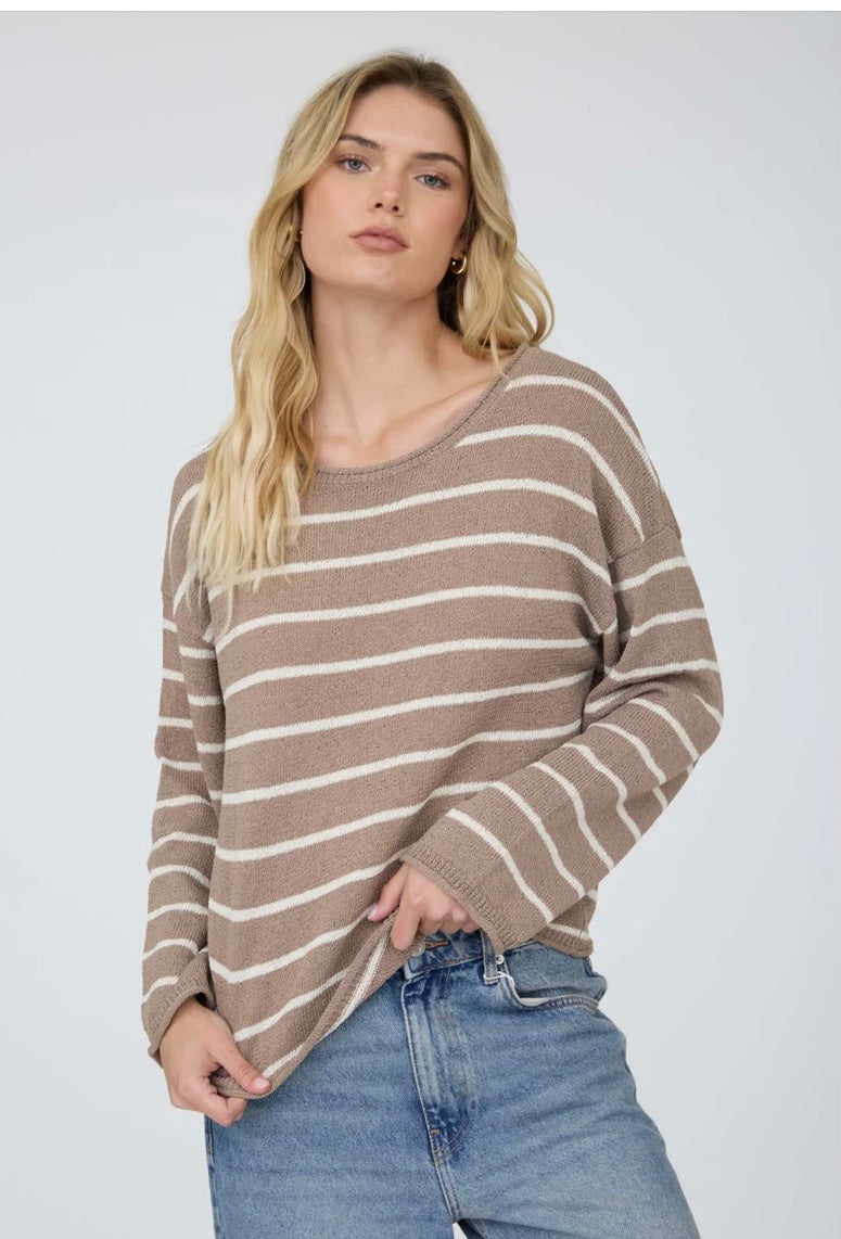 Ava Stripe Sweater- Chocolate Mocha