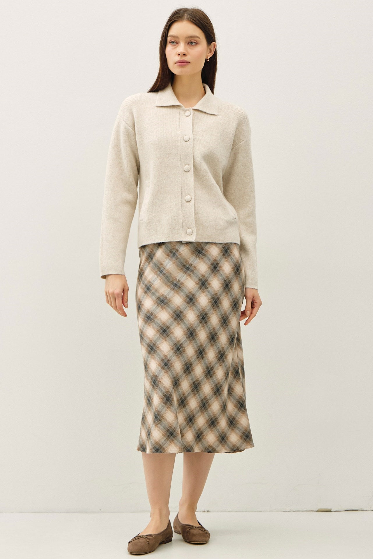 Caris Sweater Cardigan- Mushroom