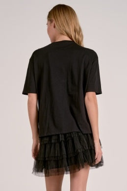 Aubree Embellished Tee- Black