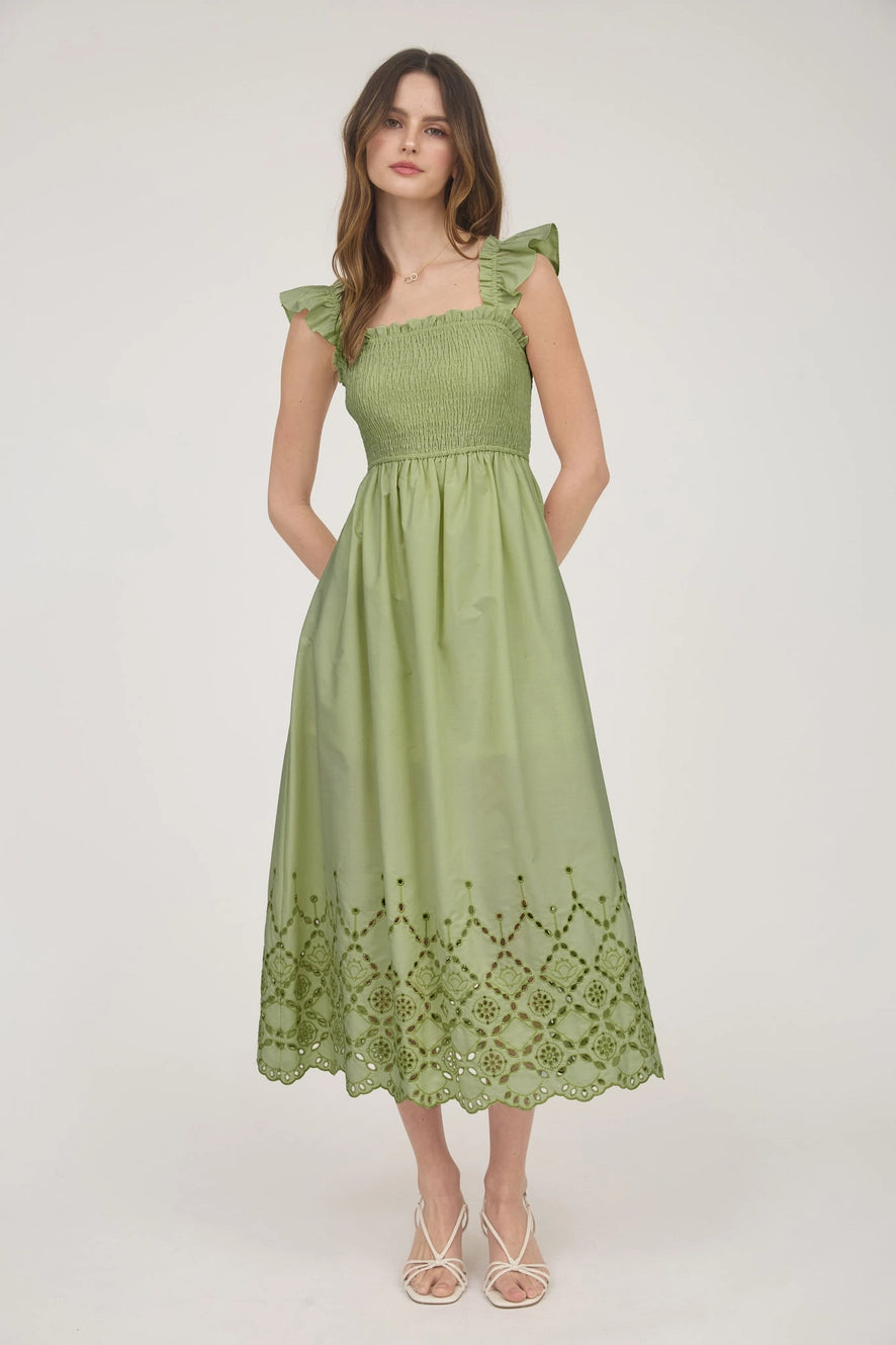 Nia Eyelet MIDI Dress
