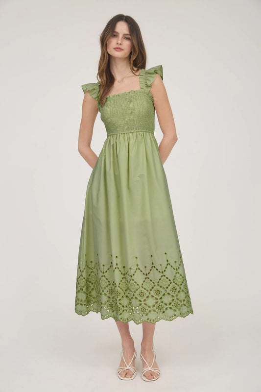Nia Eyelet MIDI Dress