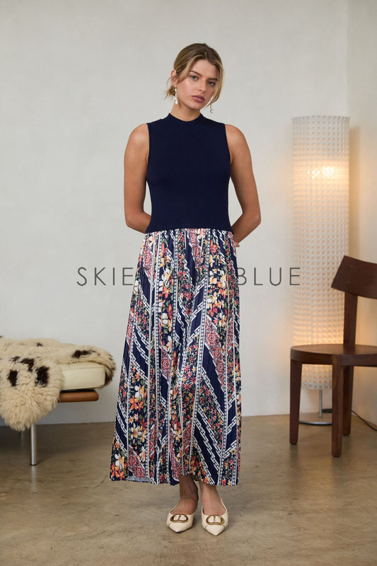 Lucy Pleated Contrast Dress