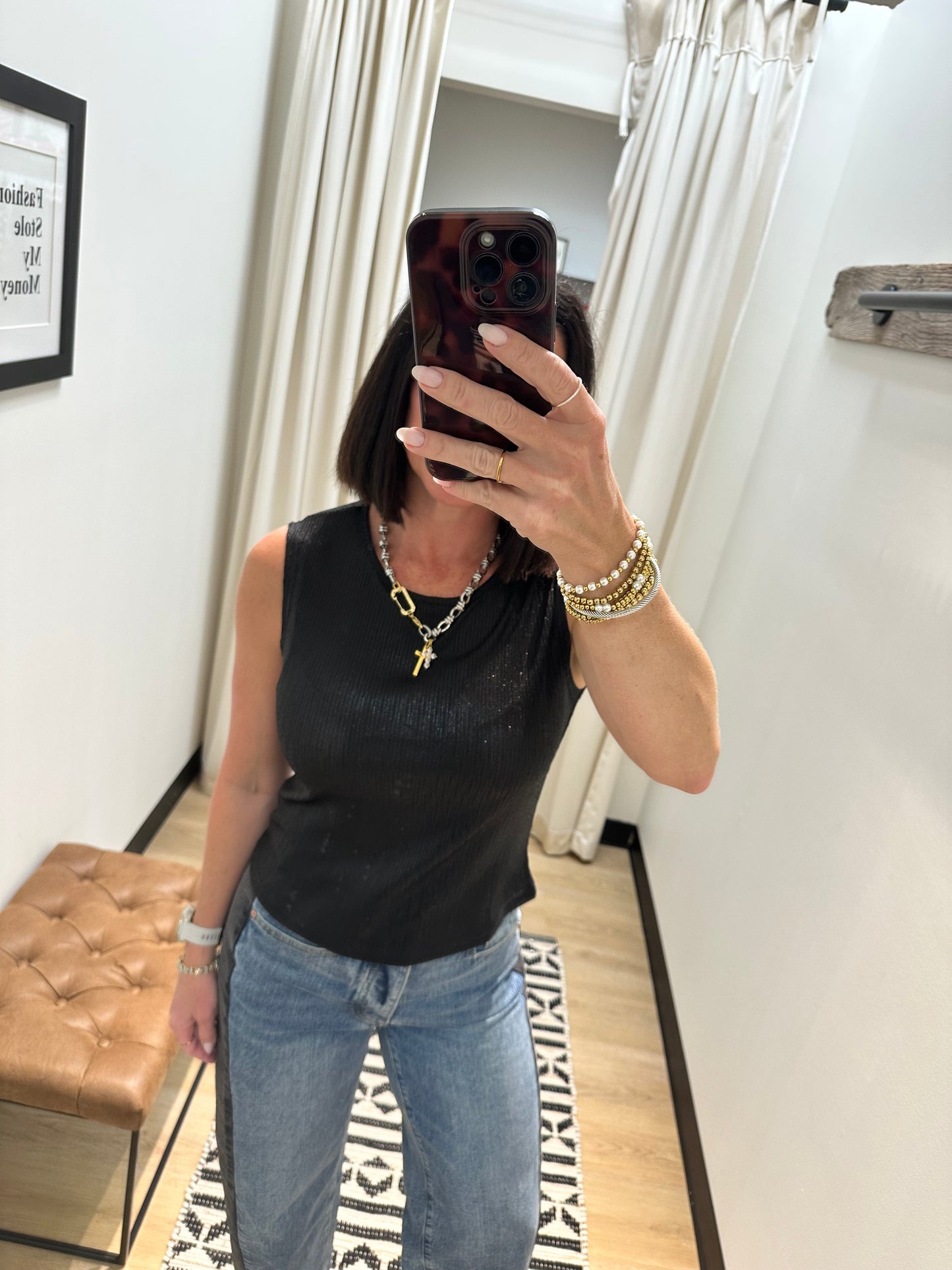 Selene Sparkle Top- Black