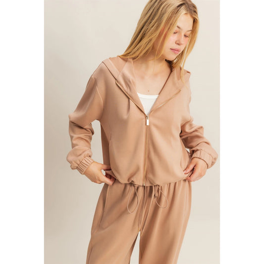 Erin Casual Chic Hoodie- Dark Taupe