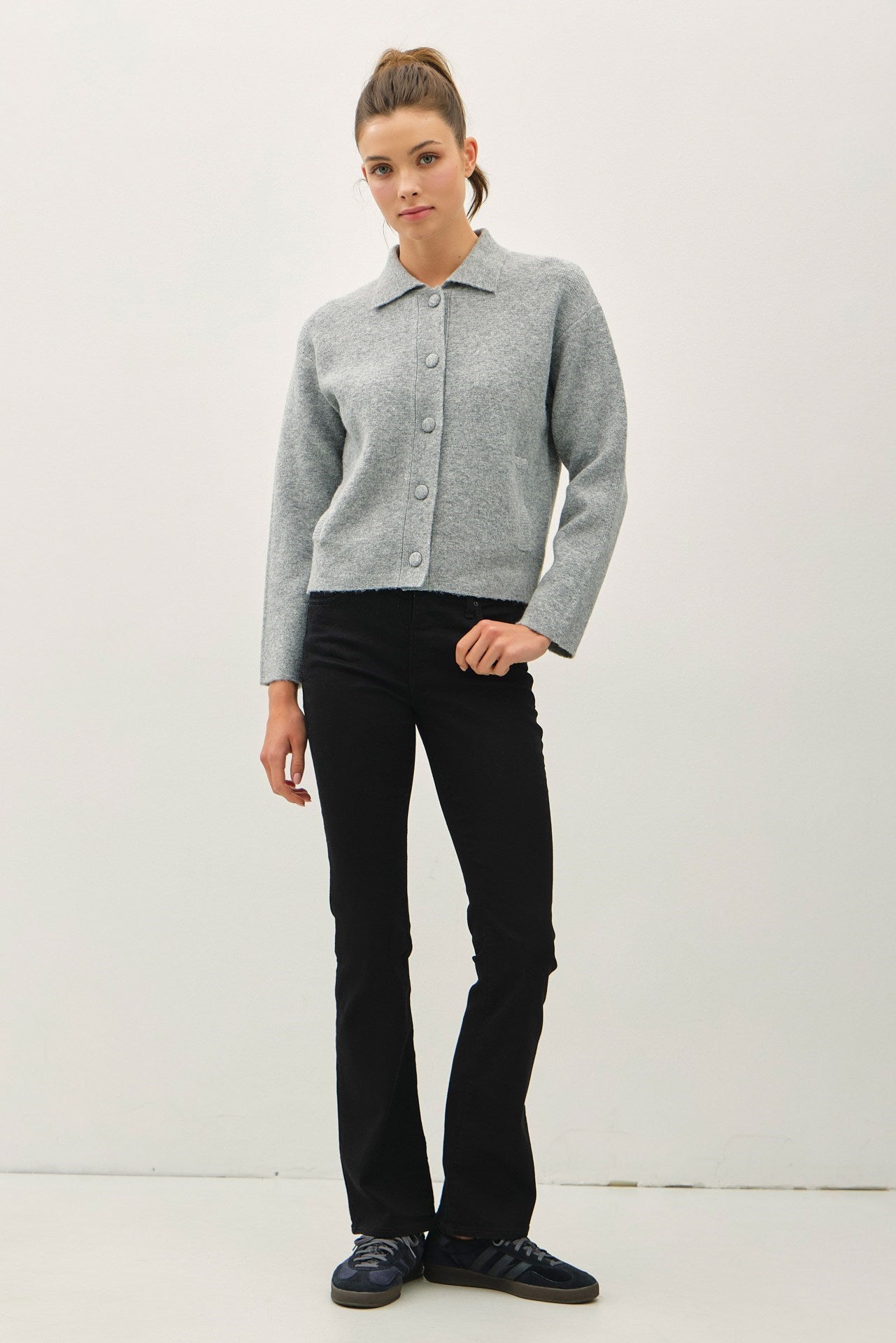 Caris Sweater Cardigan- Heather Grey
