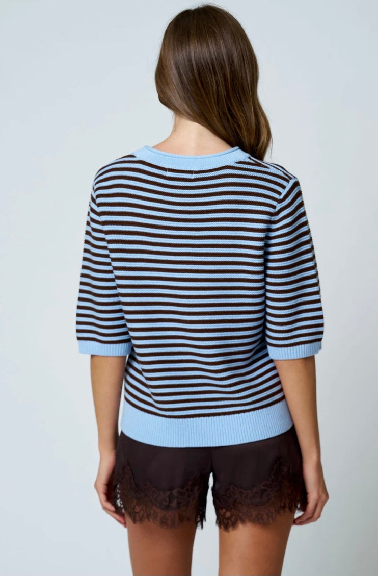 Leila Textured Stripe Sweater- Blue