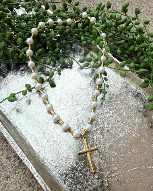 Lolly Cross Beaded Necklace