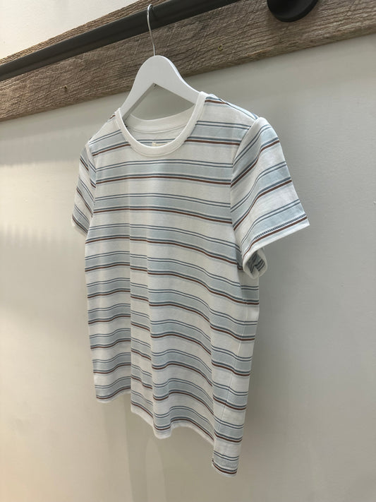 Asher Tee- Cream Blue Stripe