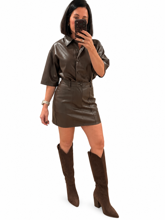 Miki Faux Leather Mini Skirt