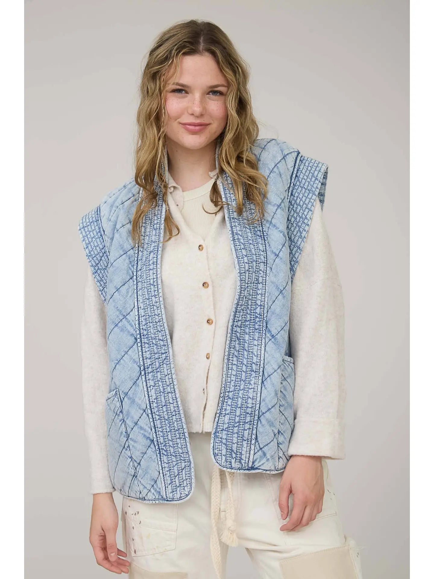 Cecelia Denim Quilted Vest