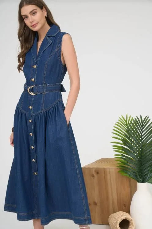 Natalie Belted Denim Dress