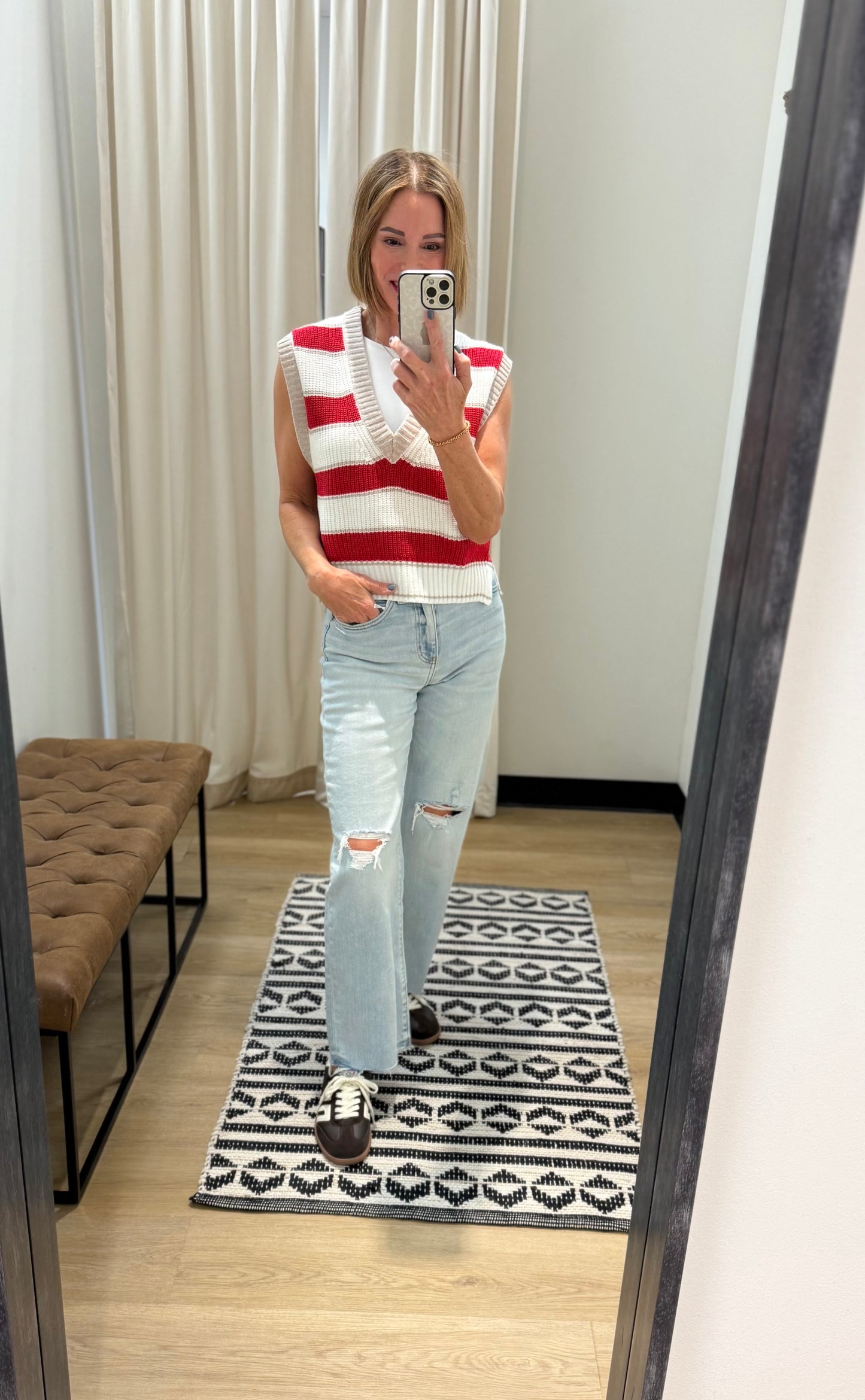 Stacy Stripe Sleeveless Sweater Vest