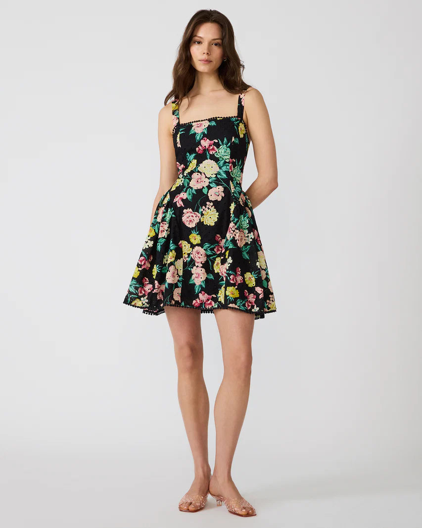 Olympia Dress Black Ditsy