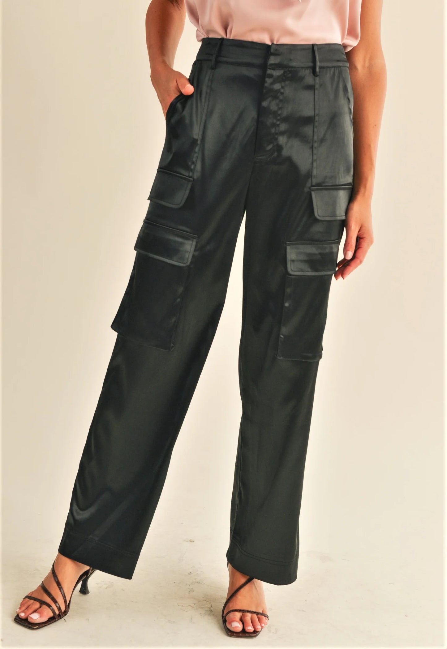 Cassie Satin Cargo Pants