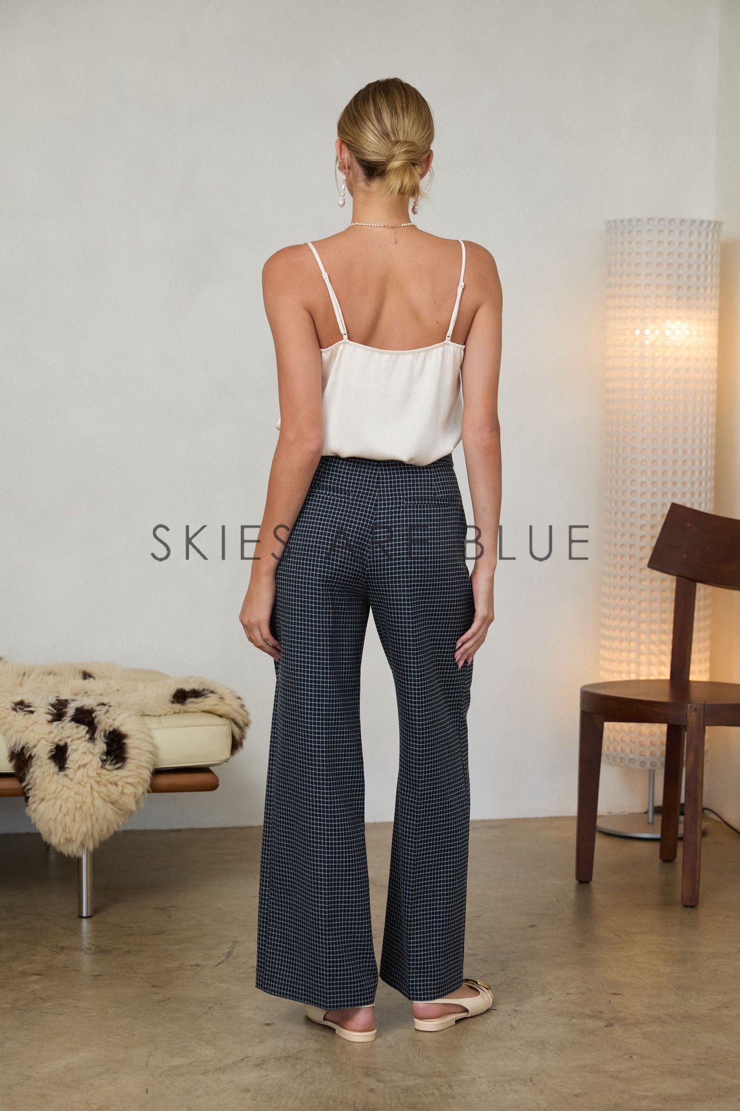 Jena Grid Pant- Navy