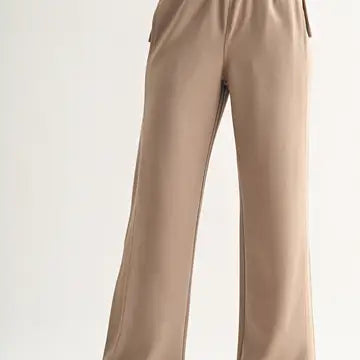Luxe Sand Wash Rib Wide Leg Pant- Taupe