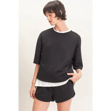 Tinley Loose Fit Top-Black