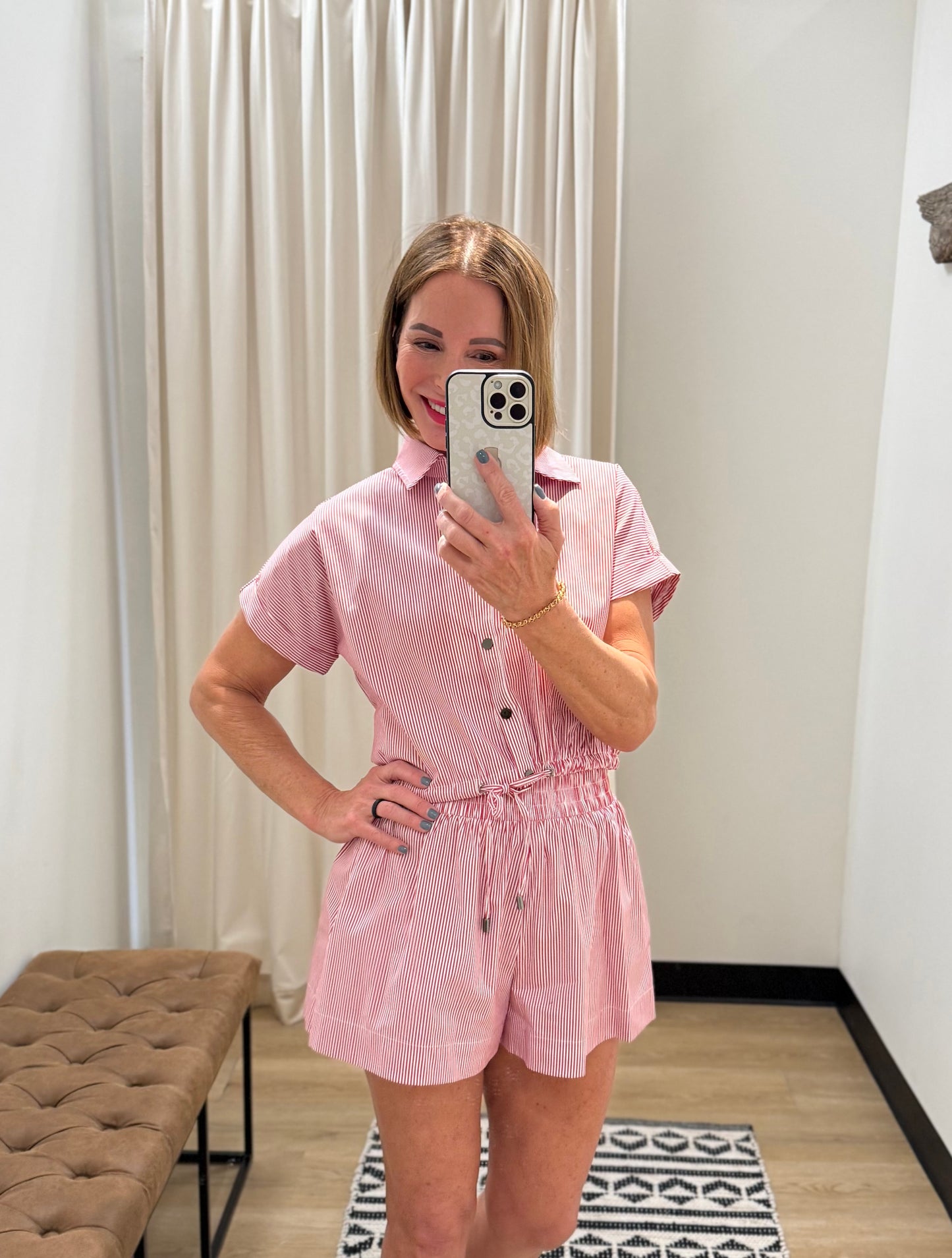 Reese Smocked Stripe Shorts- Red