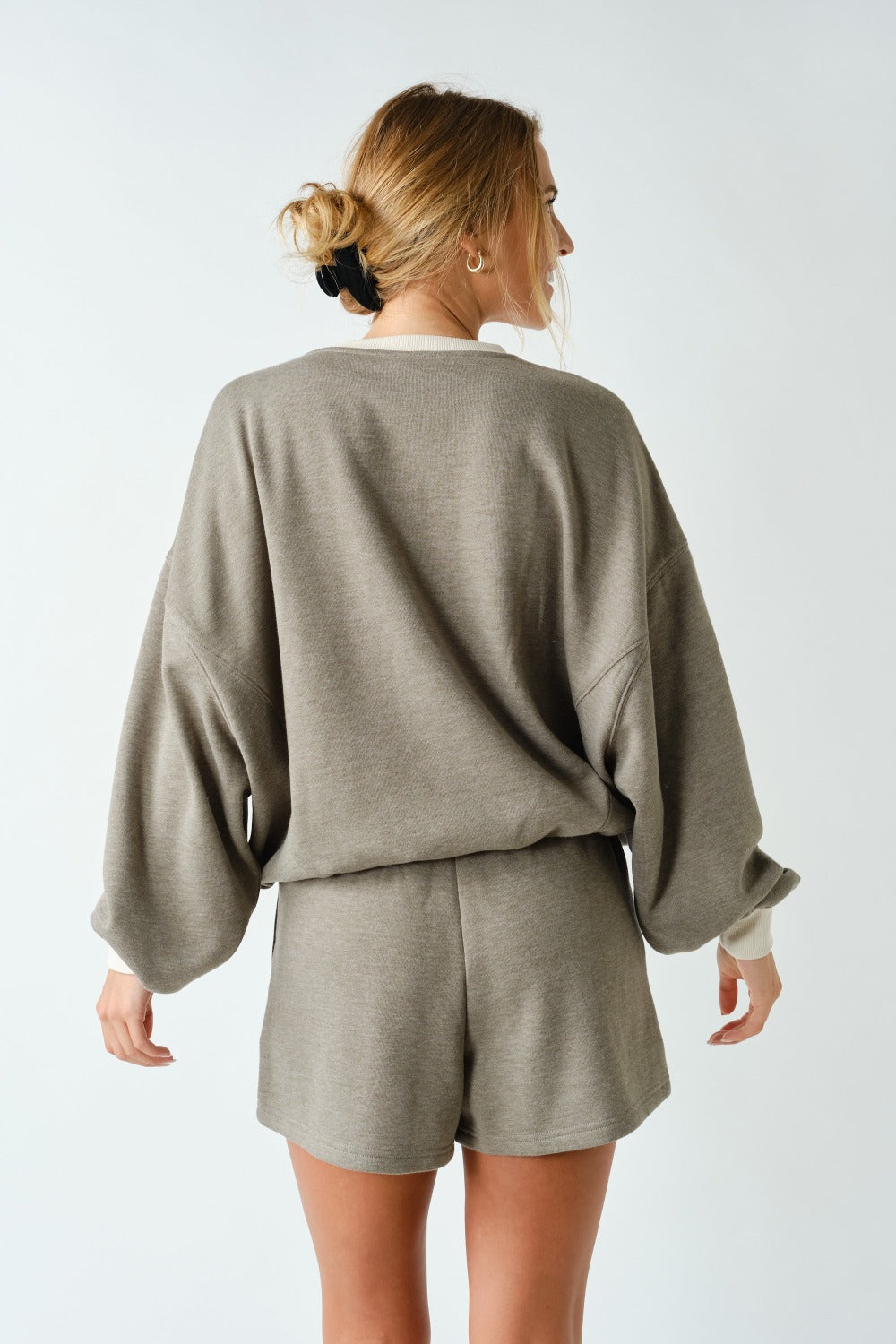 Cotton Fleece Contrast Crewneck Set