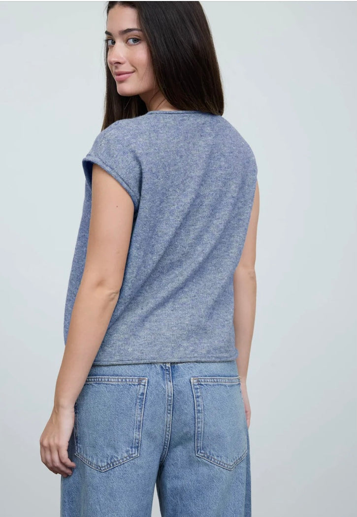 Blair Knit Vest- Dusty Blue