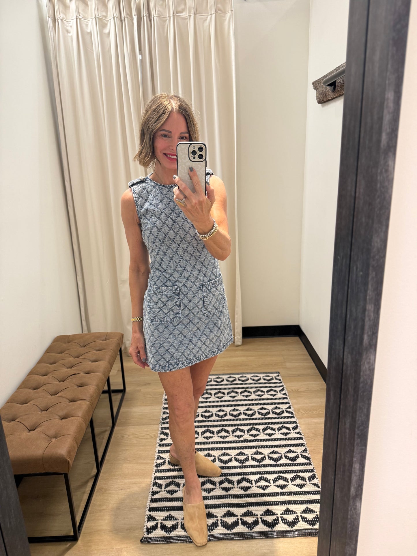 Regan Quilted Denim Dress