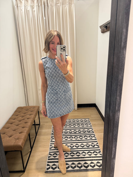 Regan Quilted Denim Dress